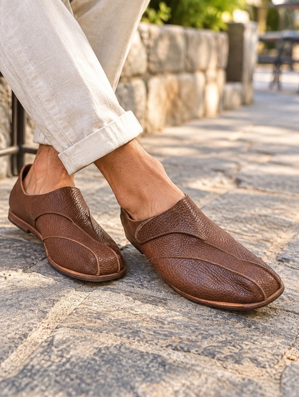 Cydwoq Men’s Brown Pebbled Leather Slip-On Loafers Artisan Shoes Quiet Luxury